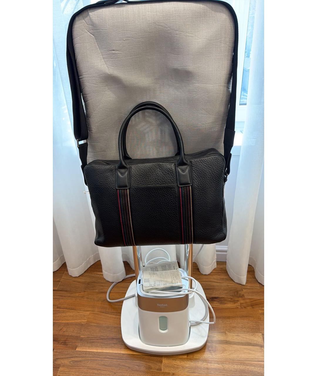 PAUL SMITH Черный кожаный портфель, фото 3