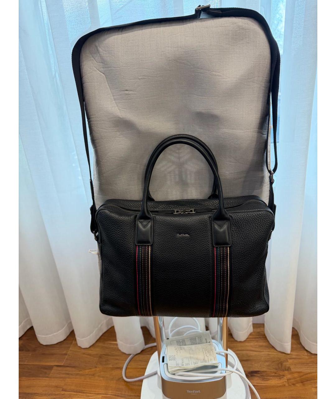 PAUL SMITH Черный кожаный портфель, фото 9