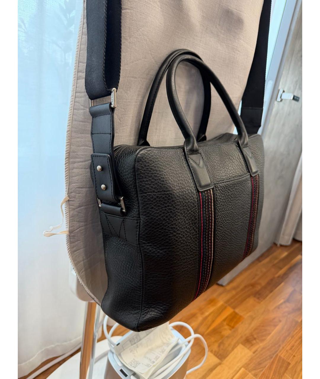 PAUL SMITH Черный кожаный портфель, фото 2