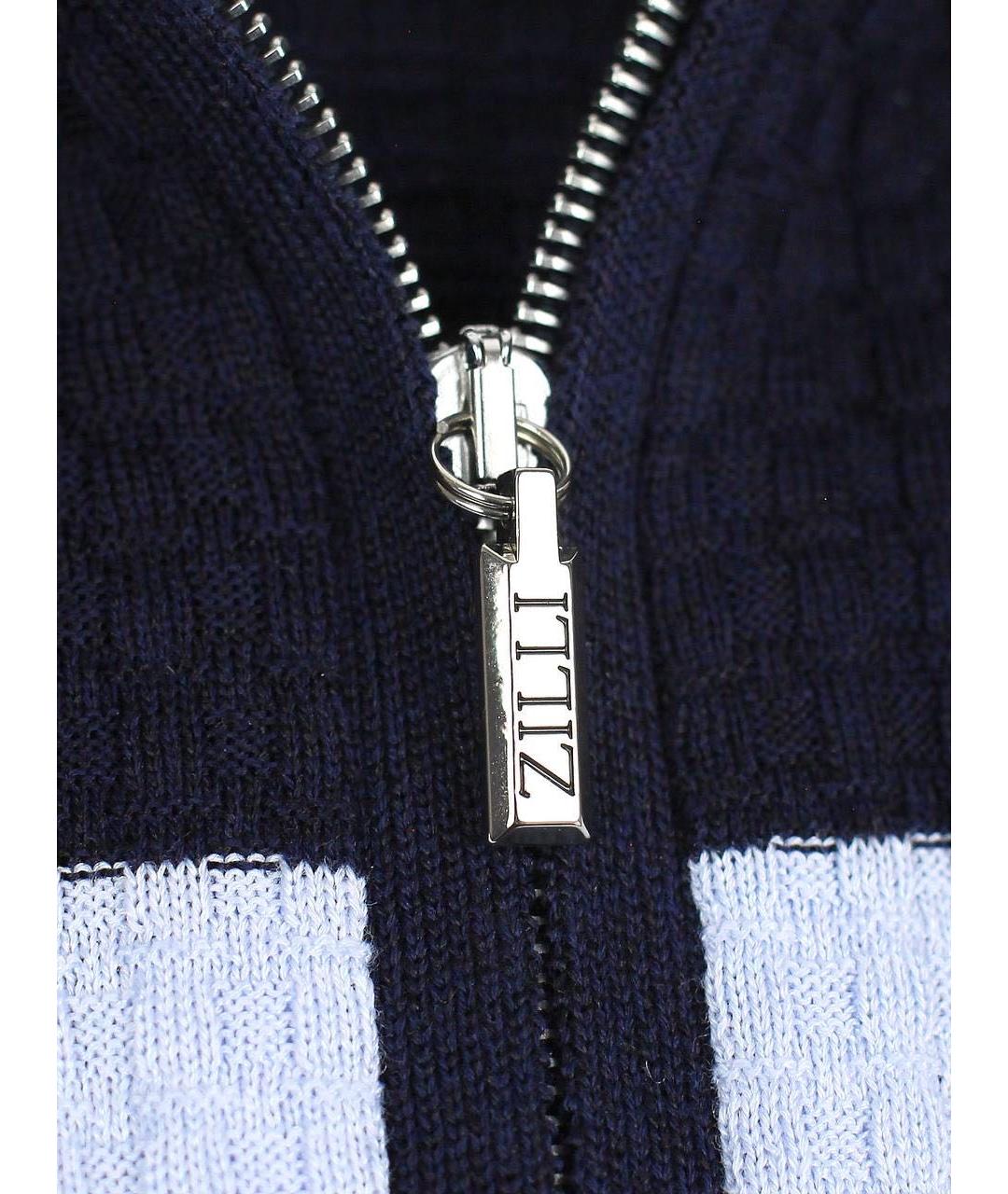 ZILLI Темно-синее хлопковое поло с коротким рукавом, фото 4