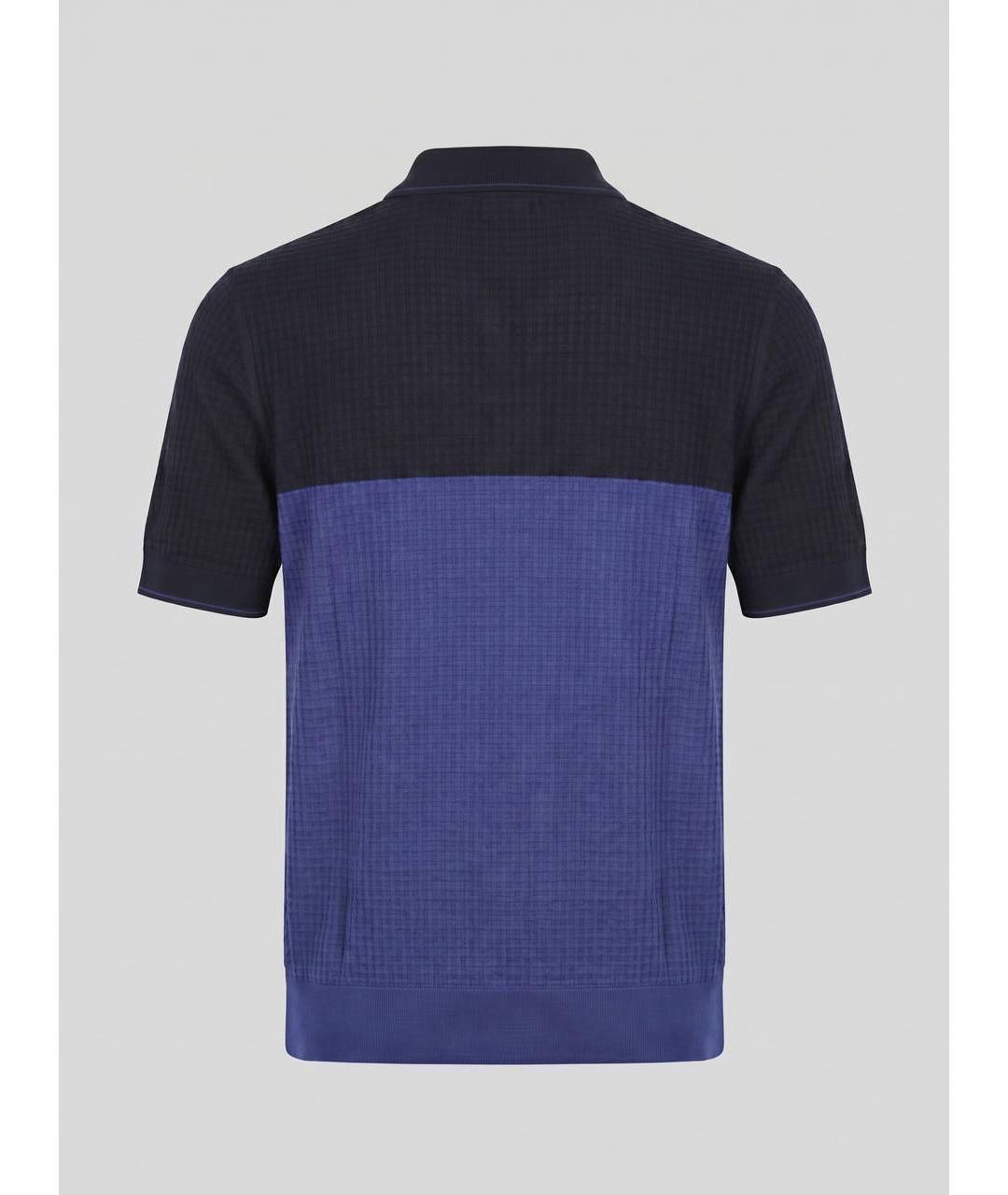 ZILLI Темно-синее хлопковое поло с коротким рукавом, фото 2