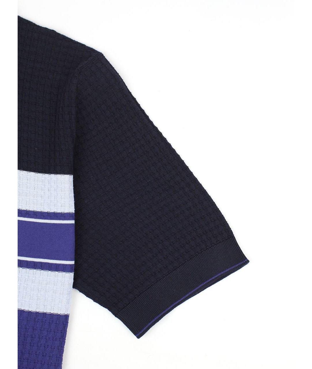 ZILLI Темно-синее хлопковое поло с коротким рукавом, фото 7