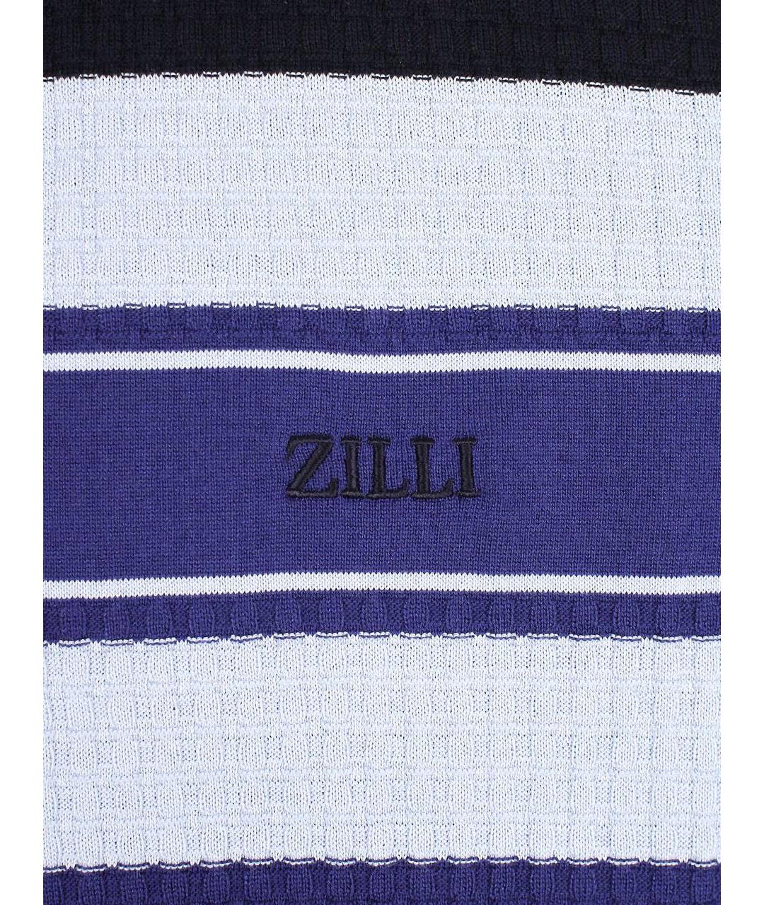 ZILLI Темно-синее хлопковое поло с коротким рукавом, фото 5