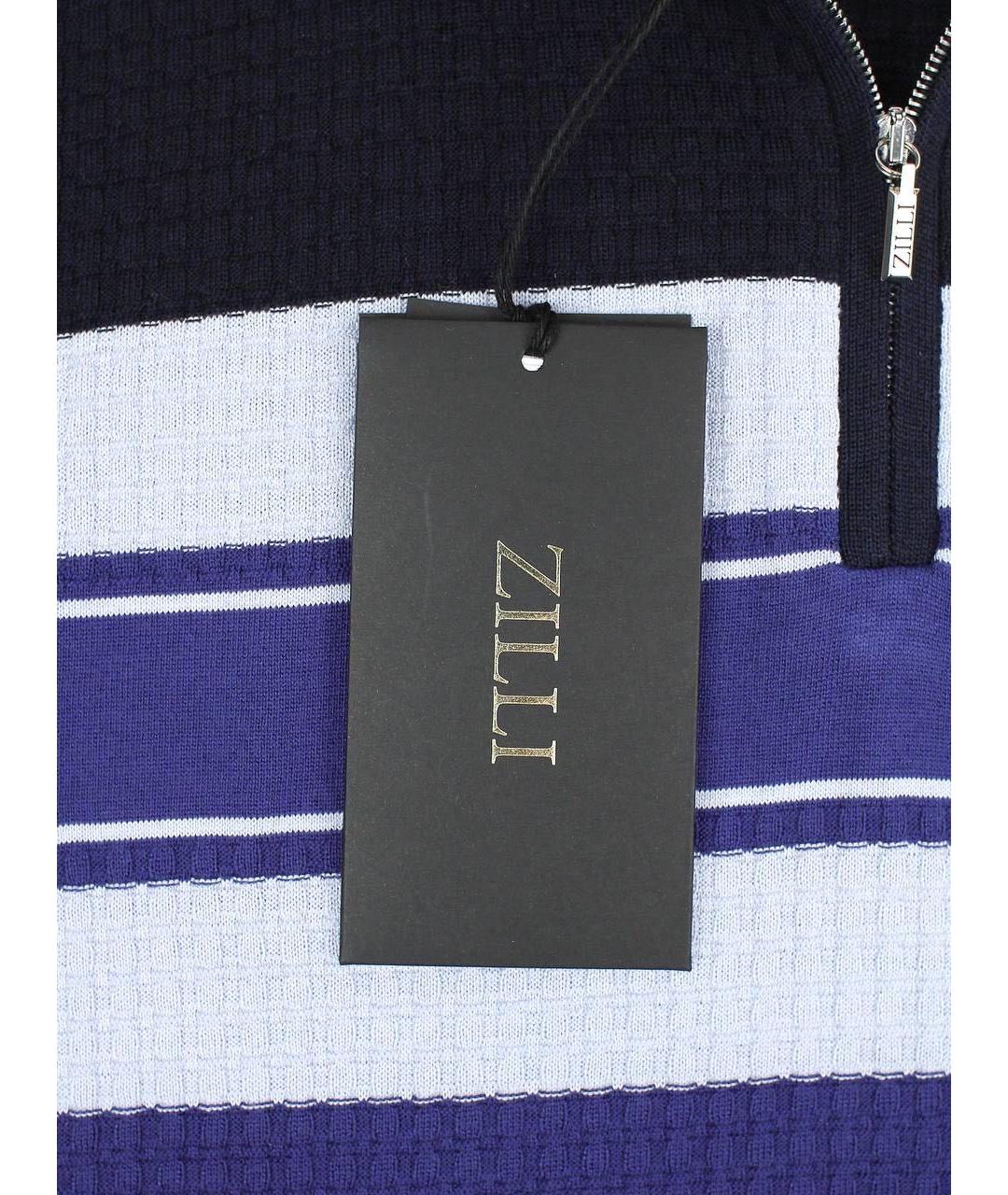 ZILLI Темно-синее хлопковое поло с коротким рукавом, фото 6