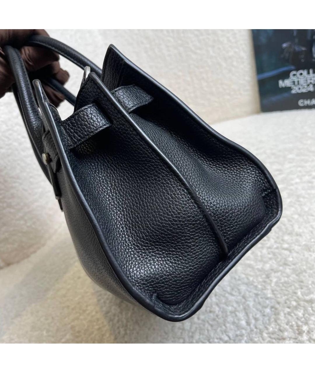 SAINT LAURENT Черная кожаная сумка тоут, фото 4