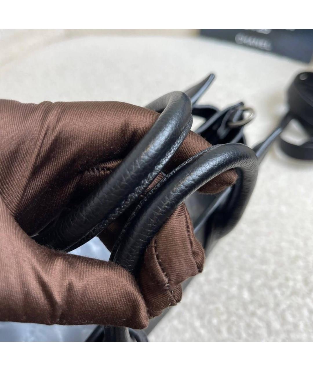 SAINT LAURENT Черная кожаная сумка тоут, фото 7