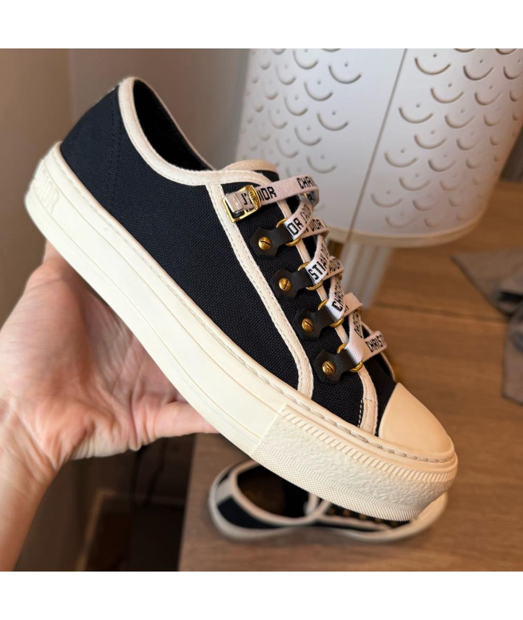 CHRISTIAN DIOR Черные текстильные кеды, фото 3