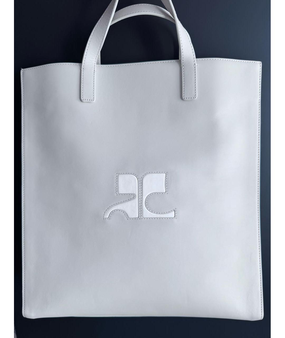 COURREGES Бежевая кожаная сумка тоут, фото 8