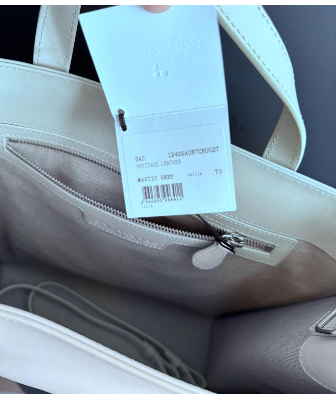 COURREGES Бежевая кожаная сумка тоут, фото 5