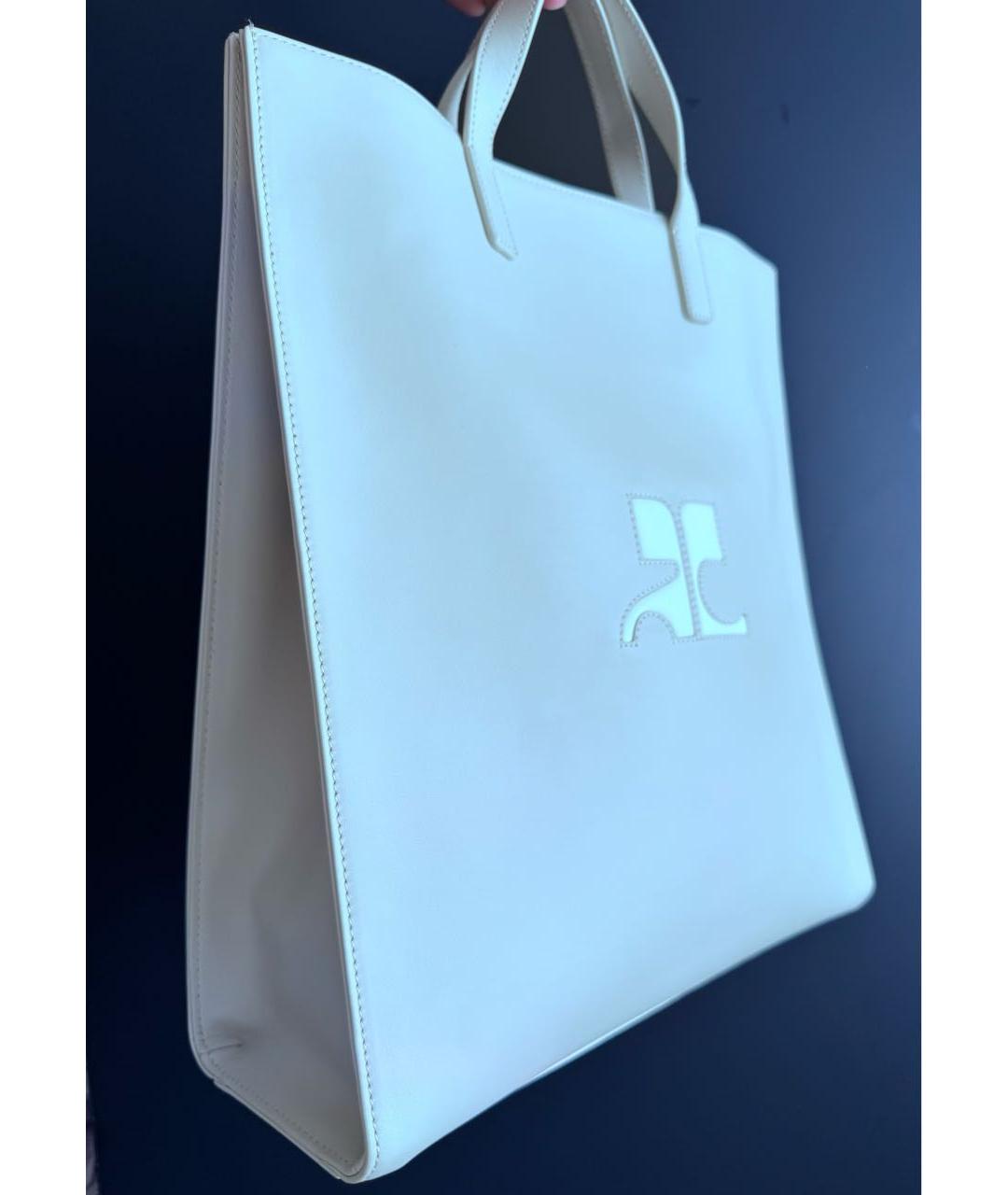 COURREGES Бежевая кожаная сумка тоут, фото 2