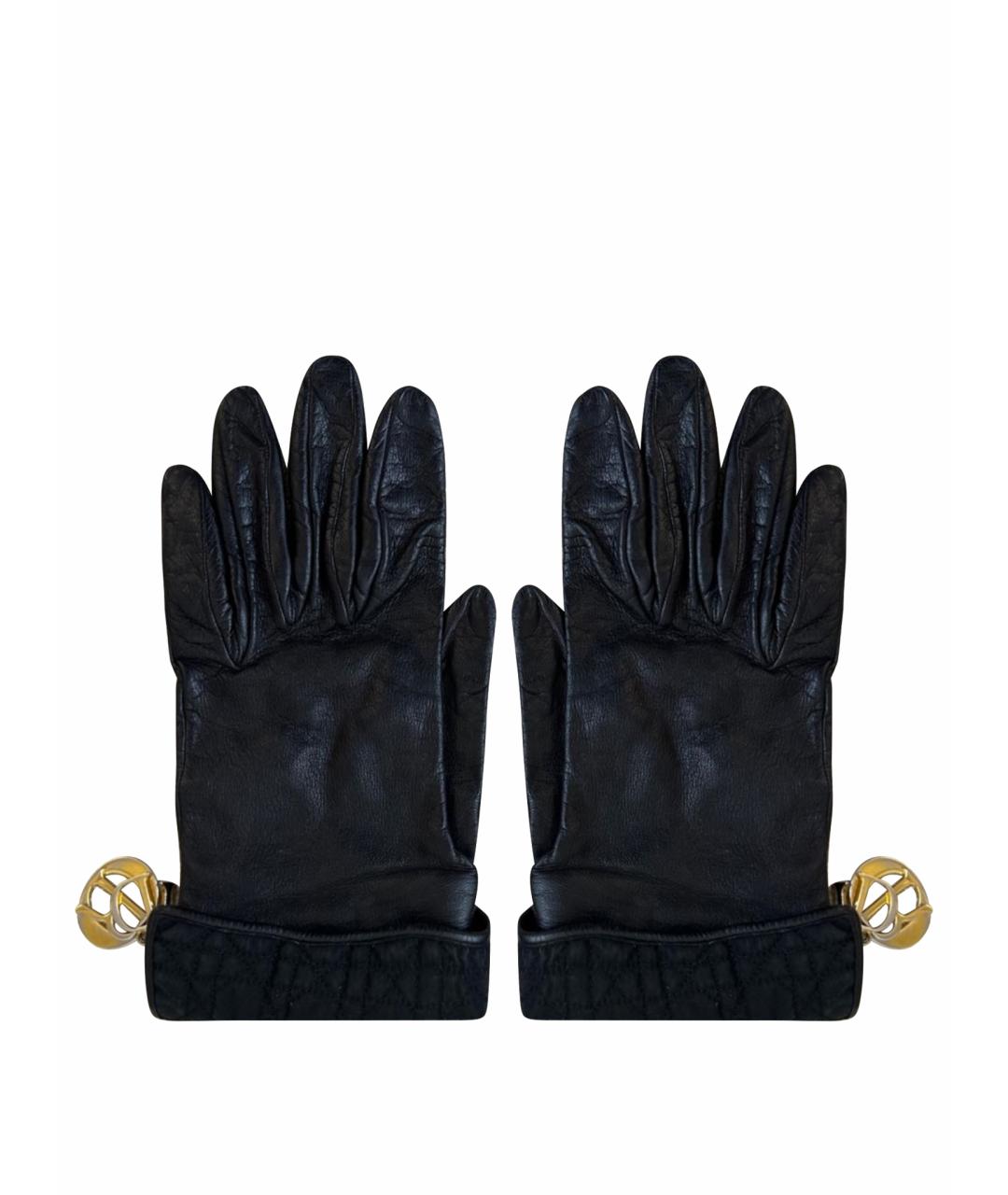 CHRISTIAN DIOR Черные кожаные перчатки, фото 1
