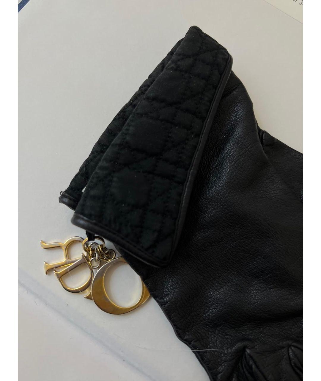 CHRISTIAN DIOR Черные кожаные перчатки, фото 3