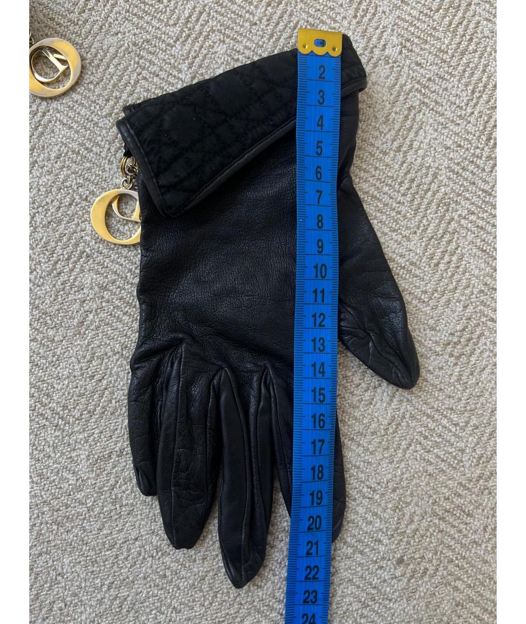 CHRISTIAN DIOR Черные кожаные перчатки, фото 6