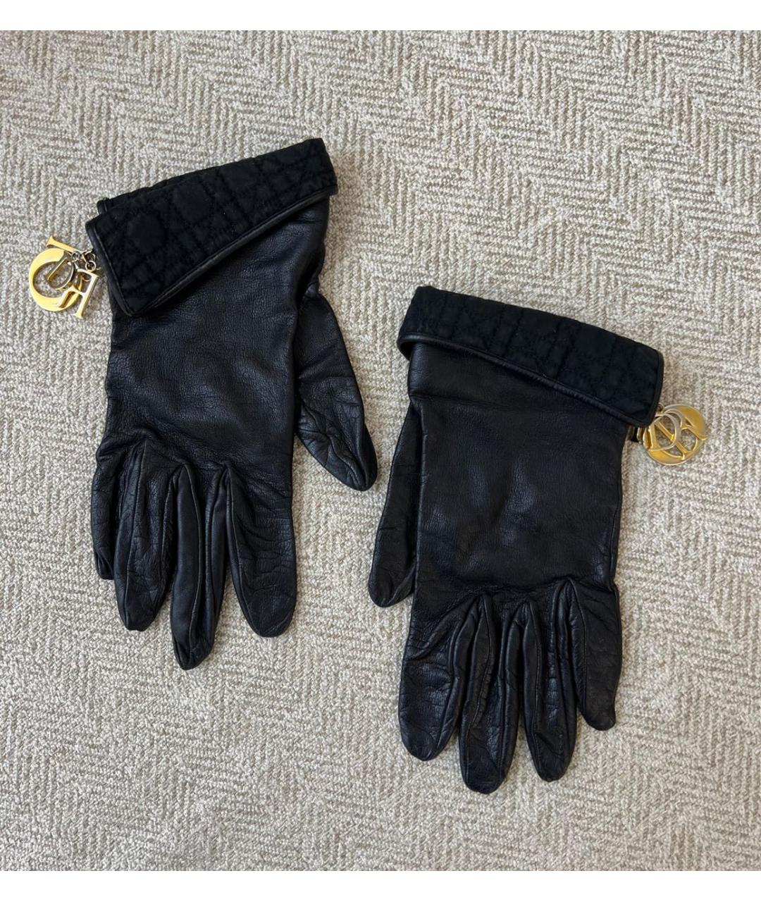 CHRISTIAN DIOR Черные кожаные перчатки, фото 9