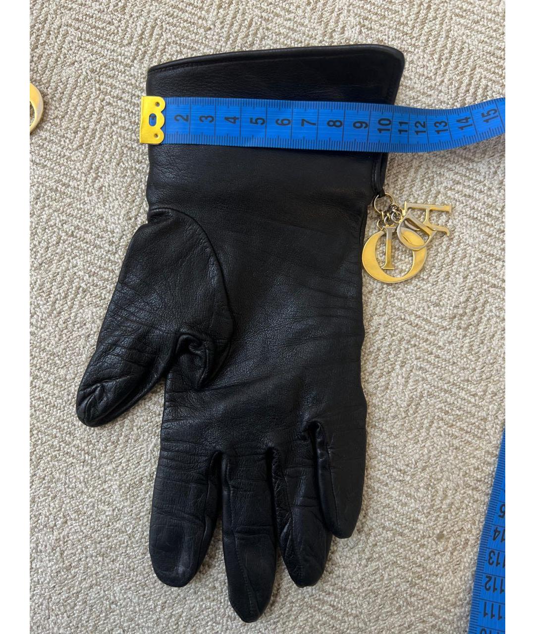 CHRISTIAN DIOR Черные кожаные перчатки, фото 5