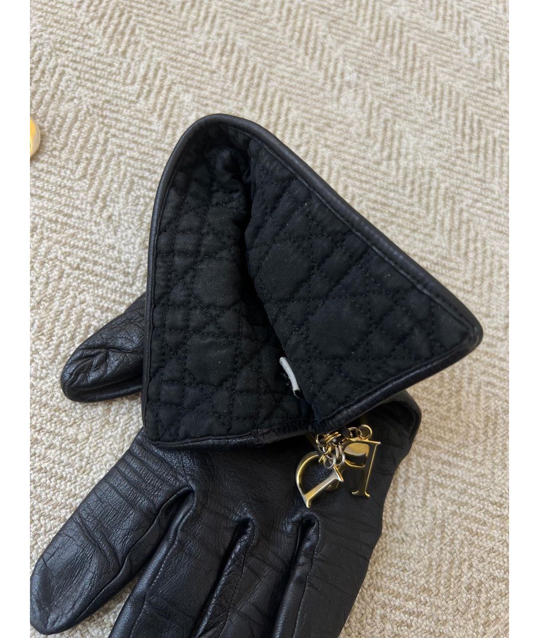 CHRISTIAN DIOR Черные кожаные перчатки, фото 7