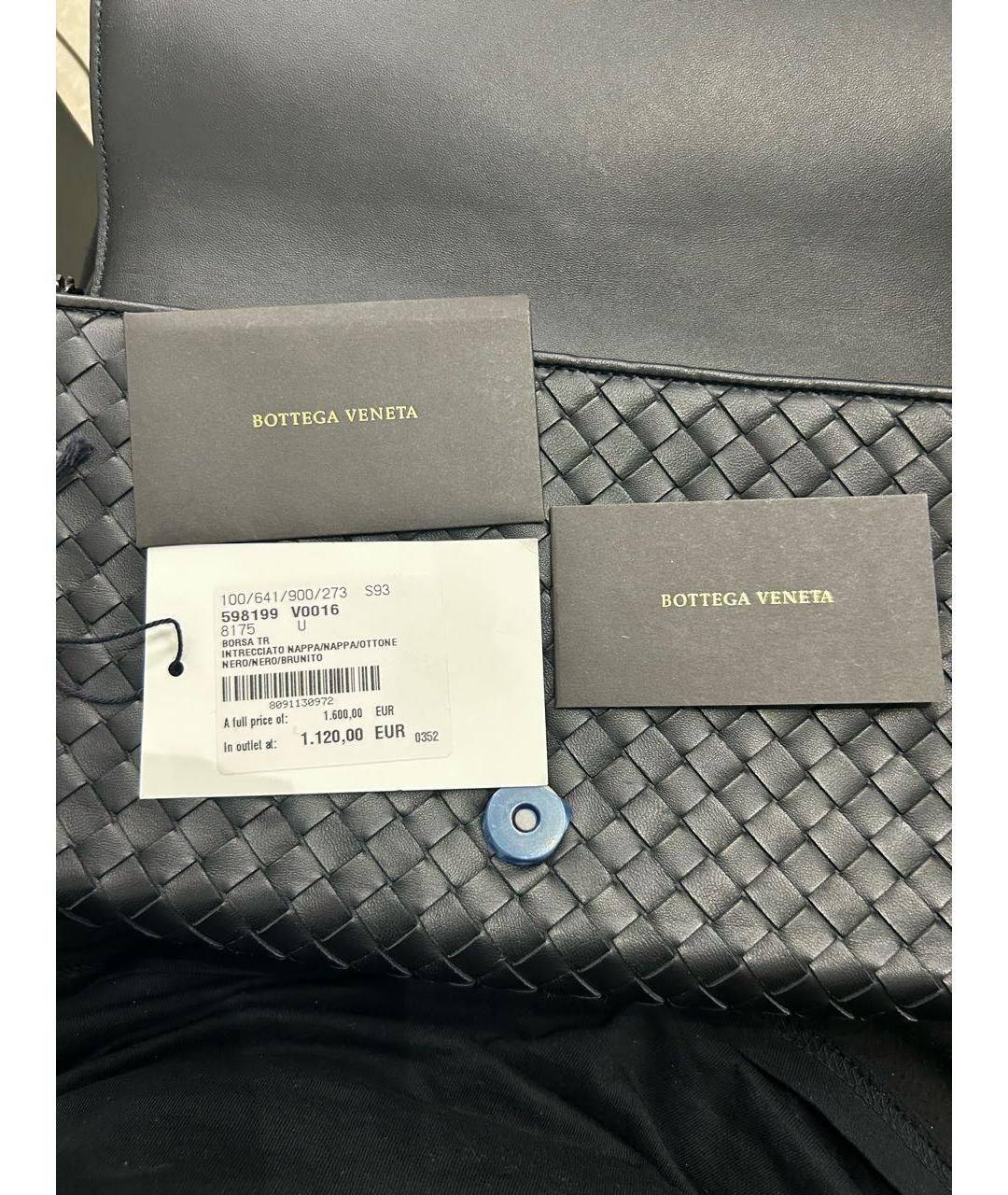 BOTTEGA VENETA Черная кожаная сумка на плечо, фото 8