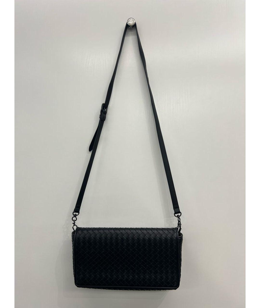BOTTEGA VENETA Черная кожаная сумка на плечо, фото 6