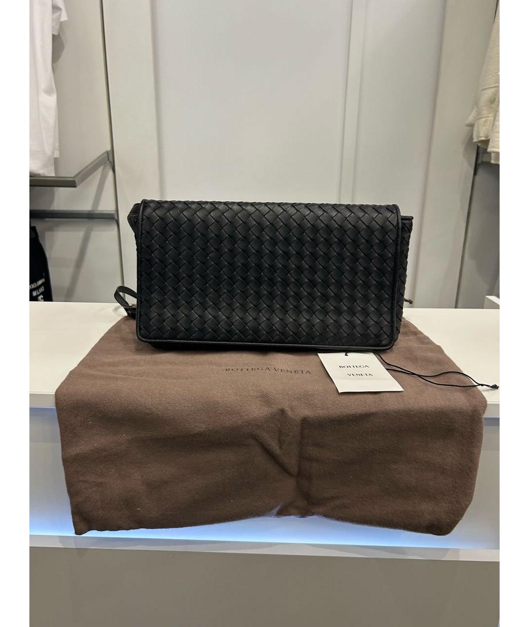 BOTTEGA VENETA Черная кожаная сумка на плечо, фото 9