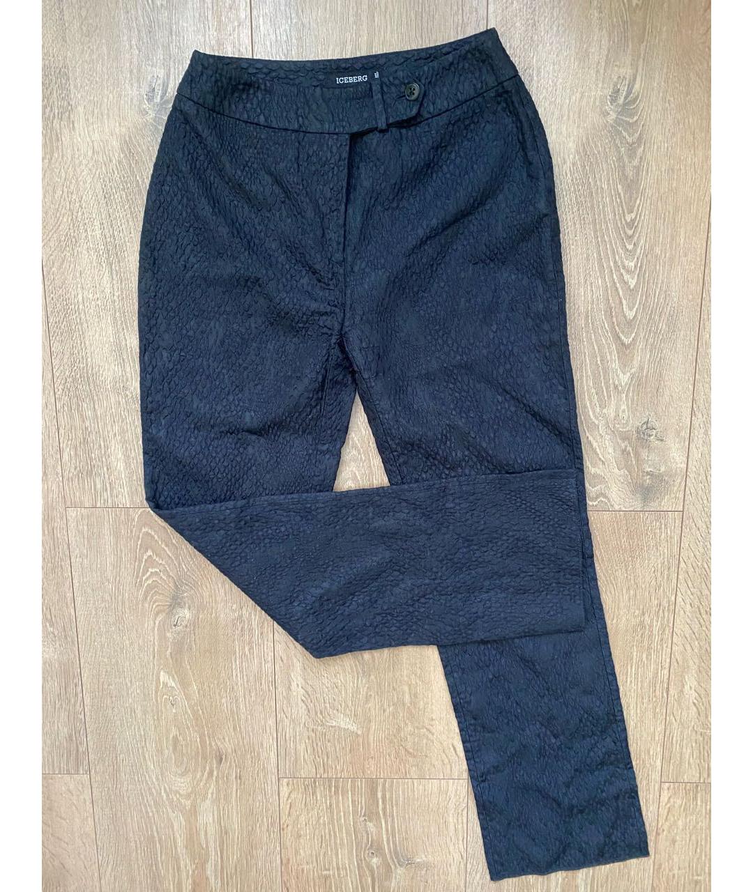 ICEBERG Черные вискозные прямые брюки, фото 5