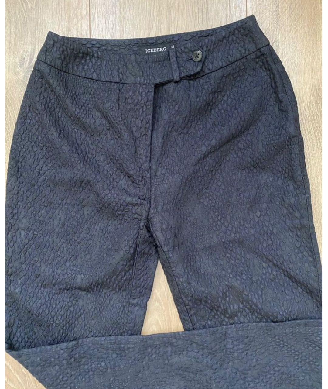 ICEBERG Черные вискозные прямые брюки, фото 4