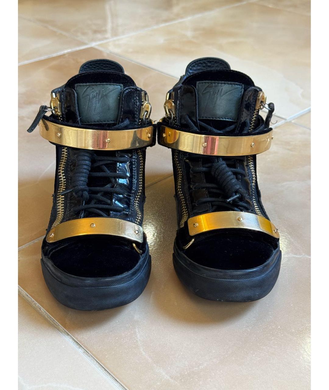 GIUSEPPE ZANOTTI DESIGN Черные бархатные кроссовки, фото 2