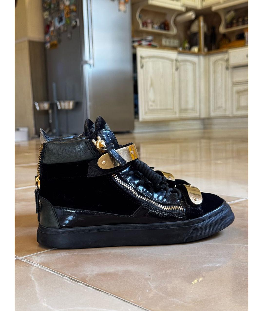 GIUSEPPE ZANOTTI DESIGN Черные бархатные кроссовки, фото 7