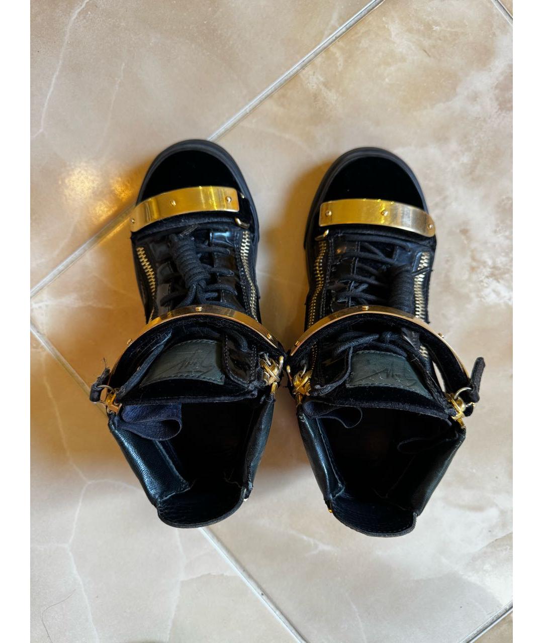 GIUSEPPE ZANOTTI DESIGN Черные бархатные кроссовки, фото 3