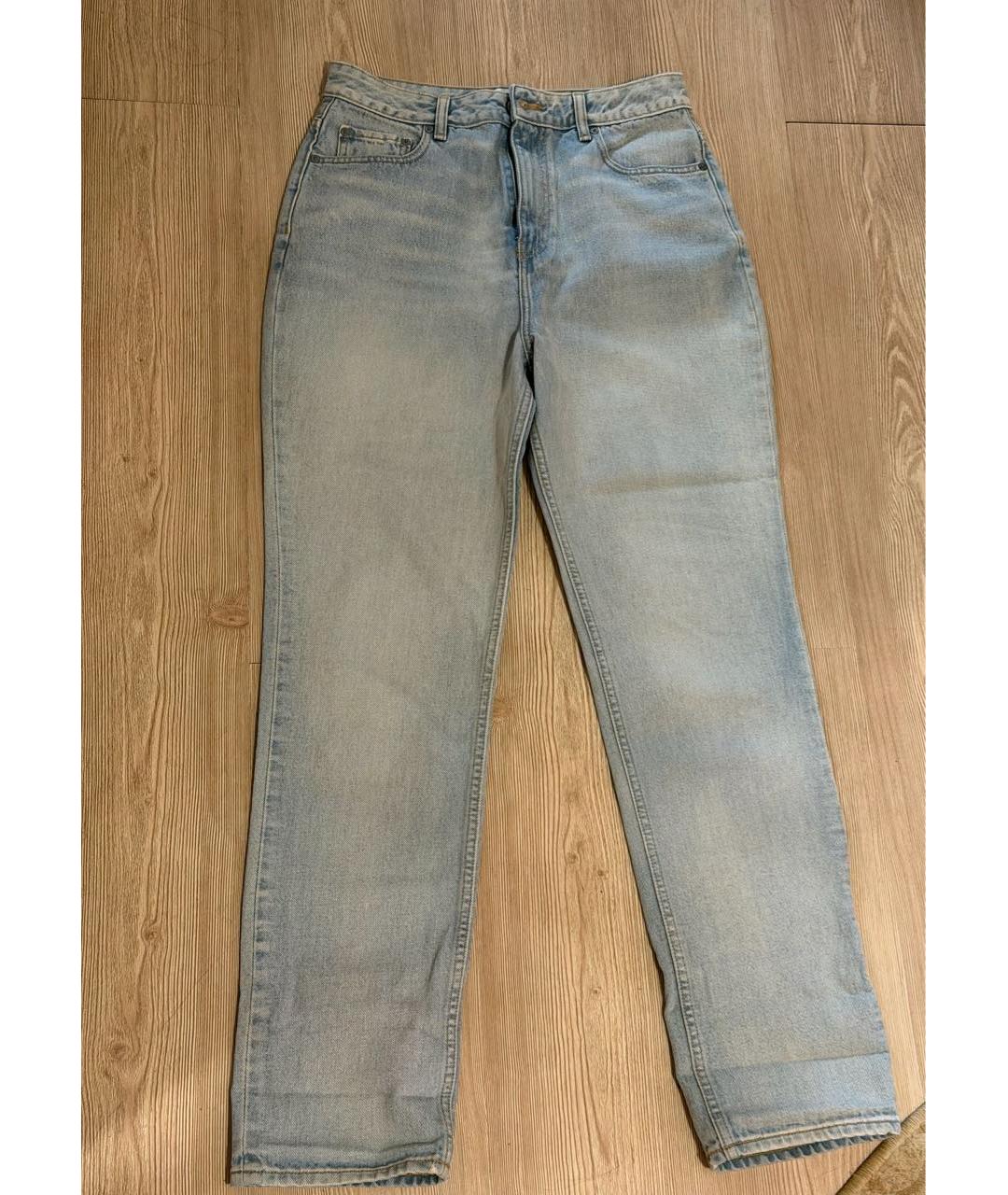 GANNI Голубые хлопковые прямые джинсы, фото 7