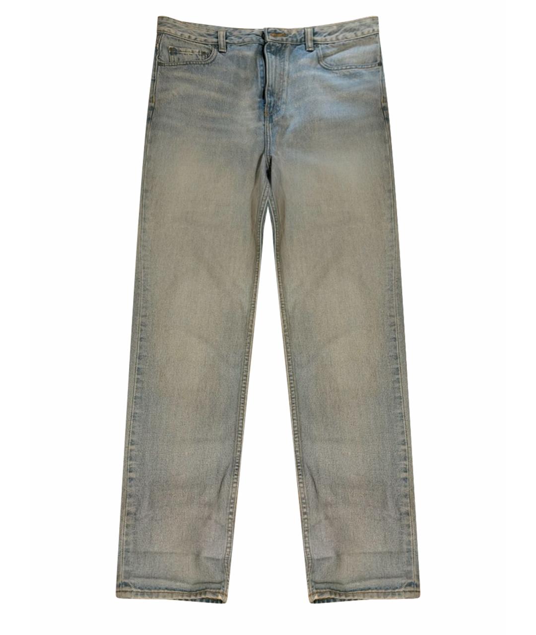 GANNI Голубые хлопковые прямые джинсы, фото 1