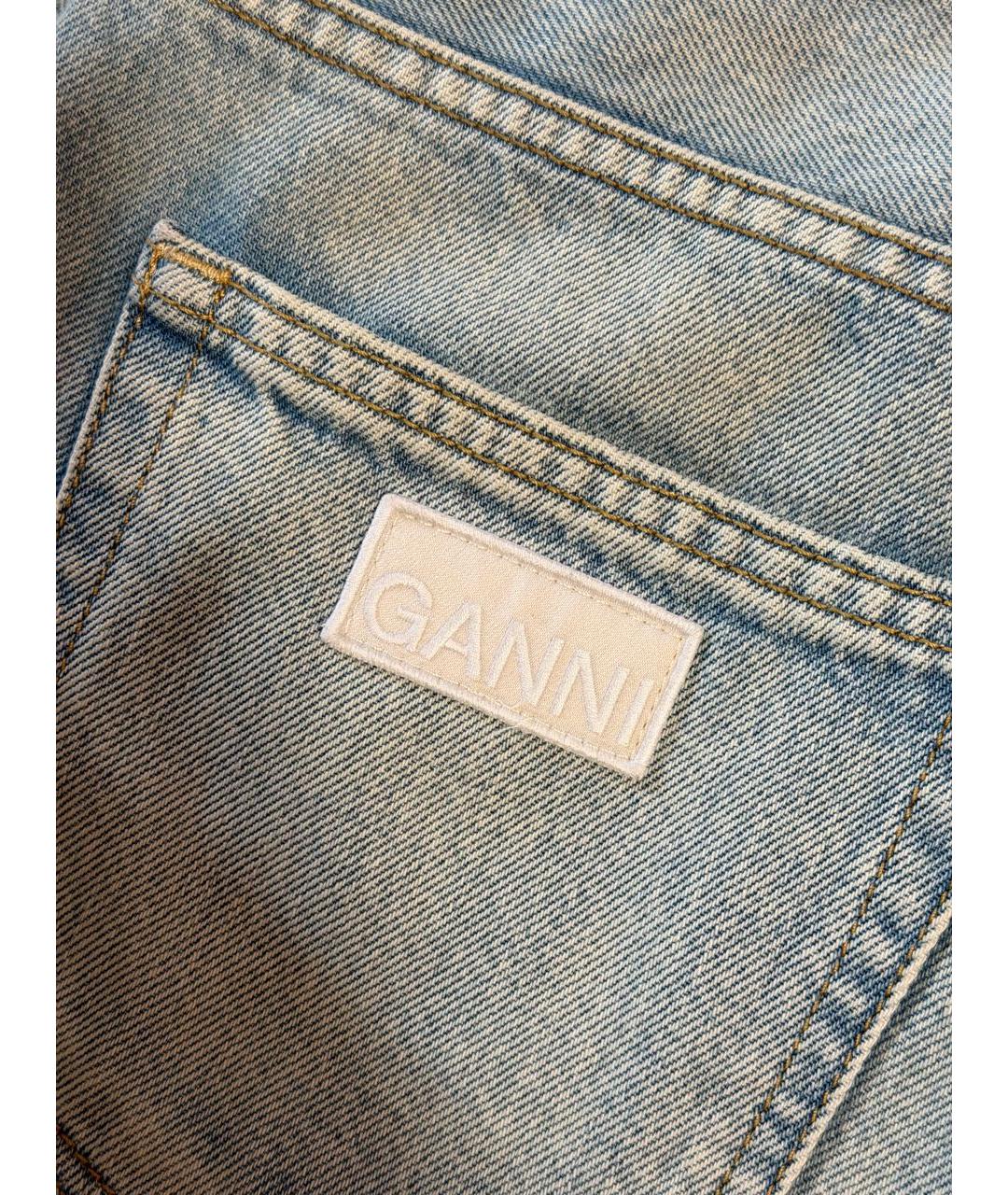GANNI Голубые хлопковые прямые джинсы, фото 6