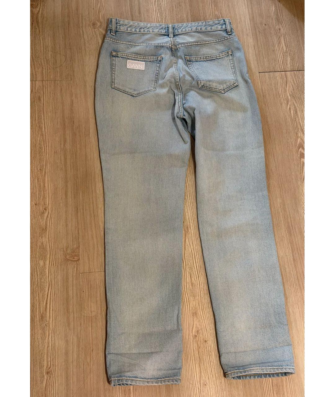 GANNI Голубые хлопковые прямые джинсы, фото 2