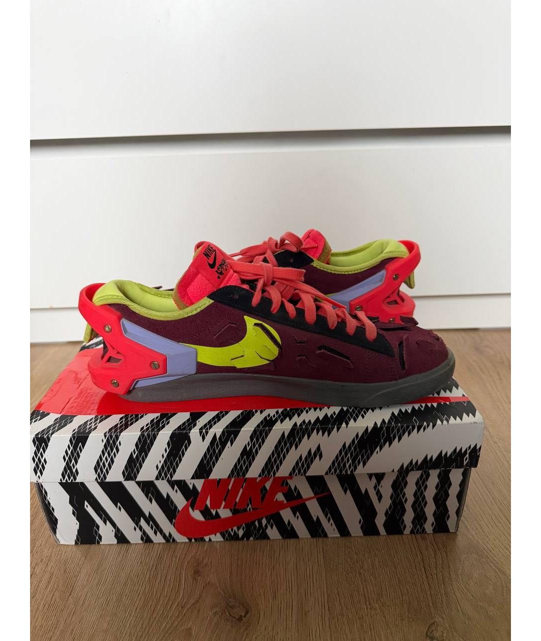 NIKE Бордовые замшевые низкие кроссовки / кеды, фото 3