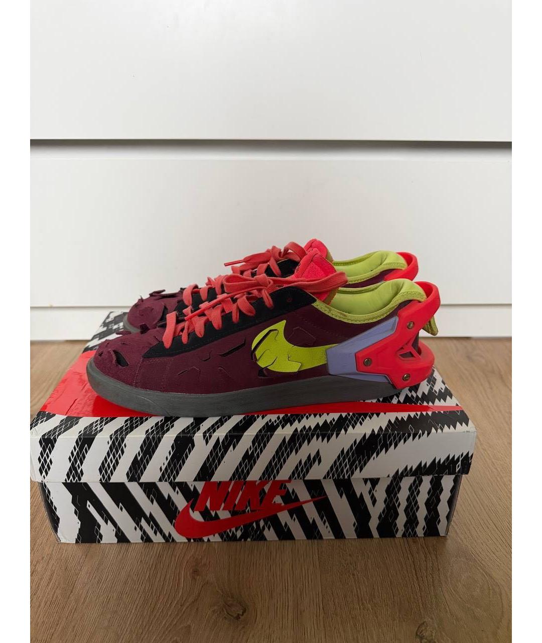 NIKE Бордовые замшевые низкие кроссовки / кеды, фото 2