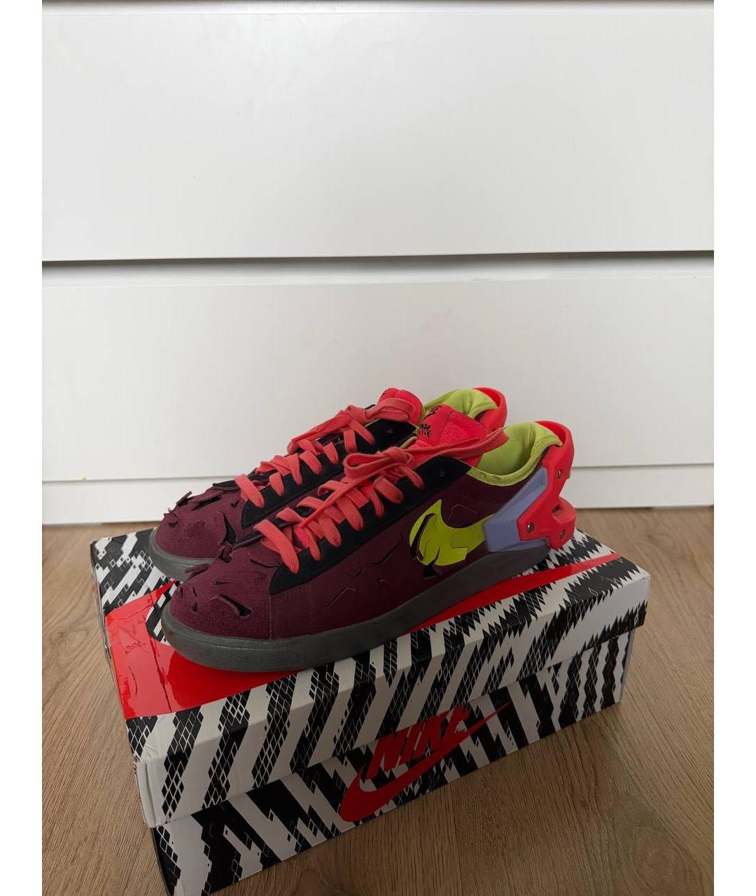 NIKE Бордовые замшевые низкие кроссовки / кеды, фото 9