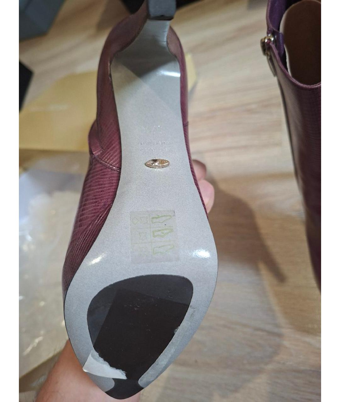 SERGIO ROSSI Фиолетовые кожаные ботильоны, фото 5