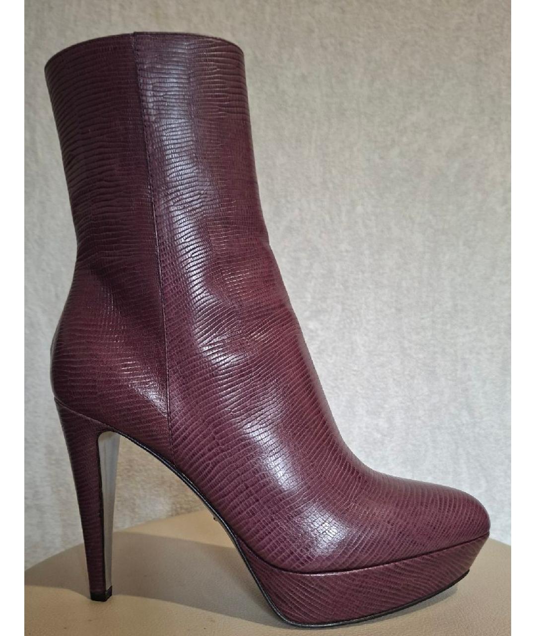 SERGIO ROSSI Фиолетовые кожаные ботильоны, фото 8