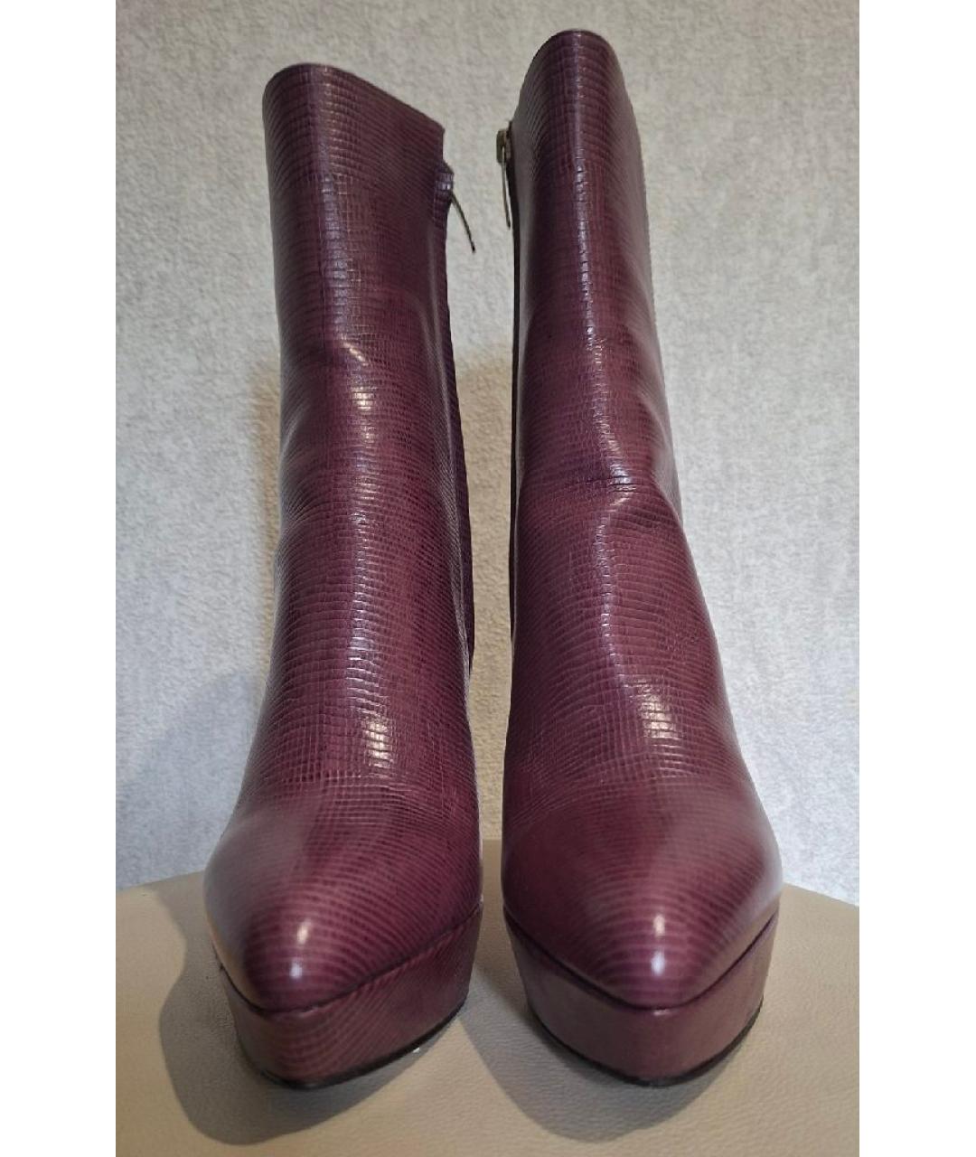 SERGIO ROSSI Фиолетовые кожаные ботильоны, фото 2
