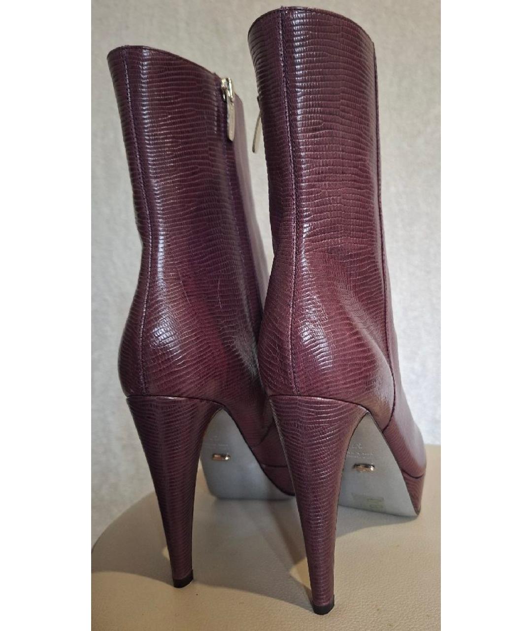 SERGIO ROSSI Фиолетовые кожаные ботильоны, фото 4