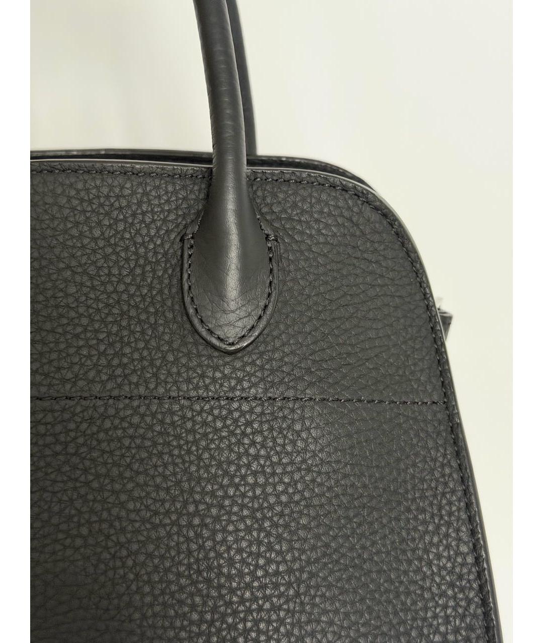 THE ROW Черная кожаная сумка с короткими ручками, фото 4