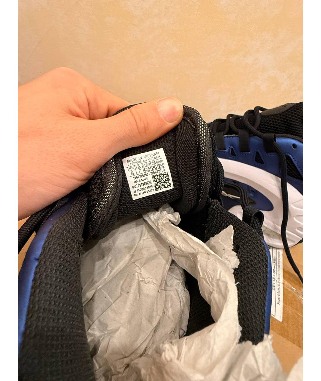 REEBOK Синие кожаные высокие кроссовки / кеды, фото 5