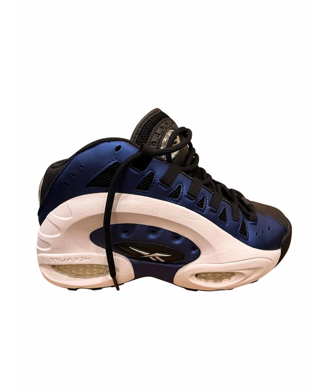 REEBOK Синие кожаные высокие кроссовки / кеды, фото 1