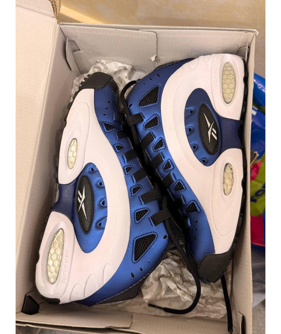 REEBOK Синие кожаные высокие кроссовки / кеды, фото 3