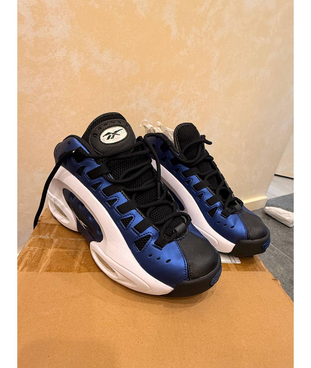 REEBOK Синие кожаные высокие кроссовки / кеды, фото 2