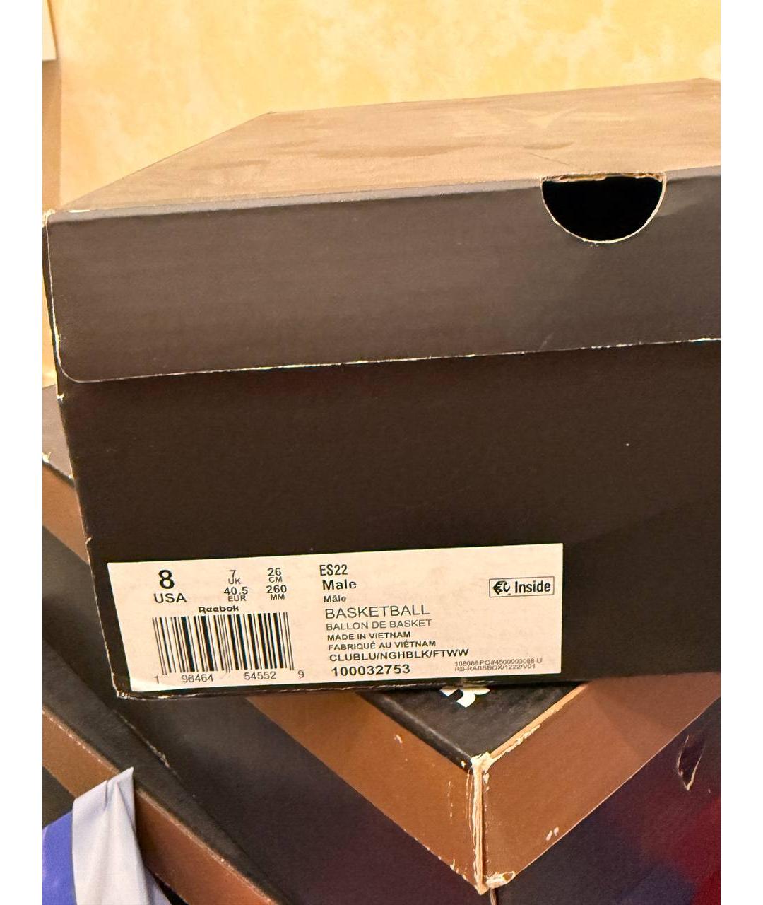 REEBOK Синие кожаные высокие кроссовки / кеды, фото 6