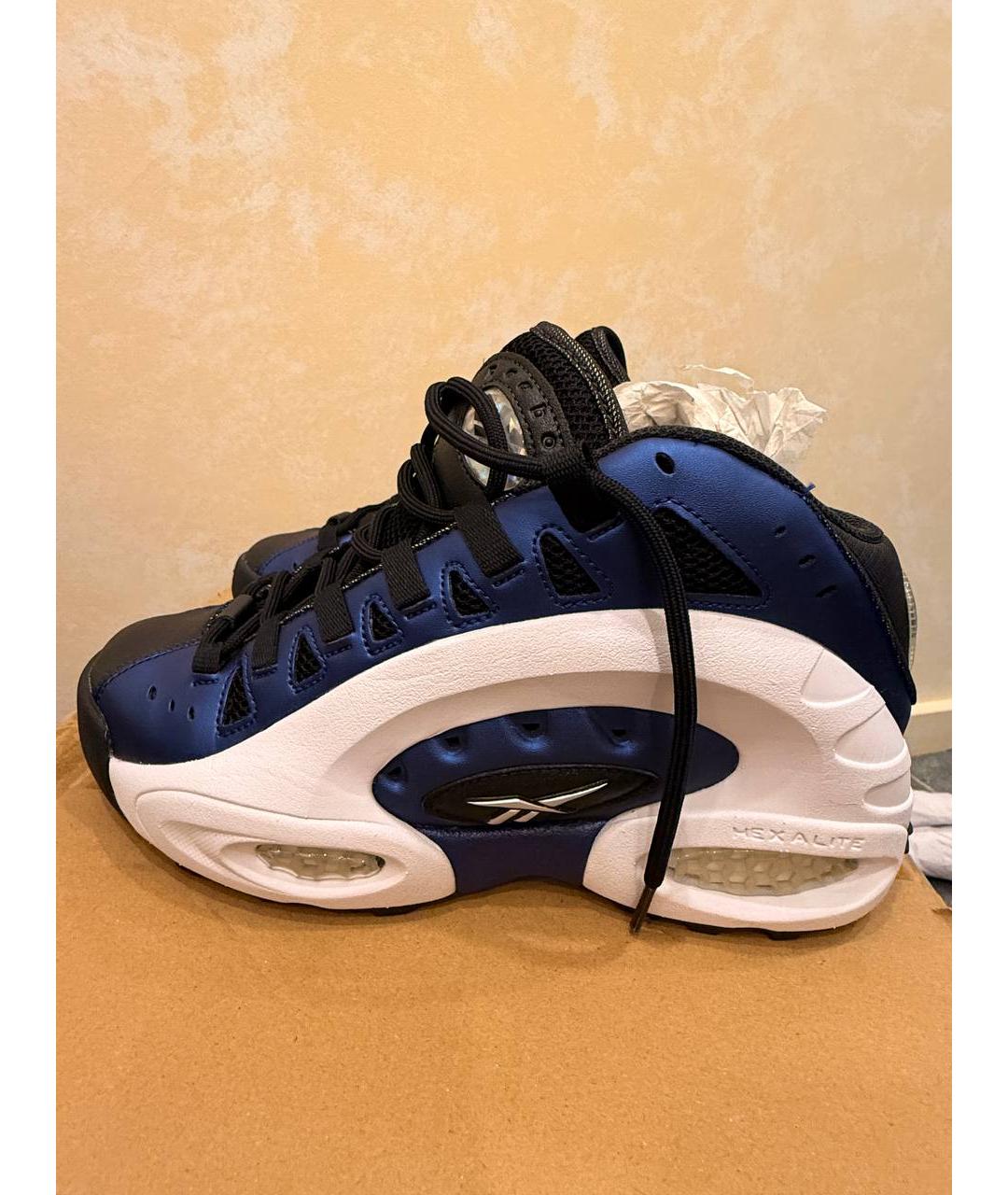 REEBOK Синие кожаные высокие кроссовки / кеды, фото 7