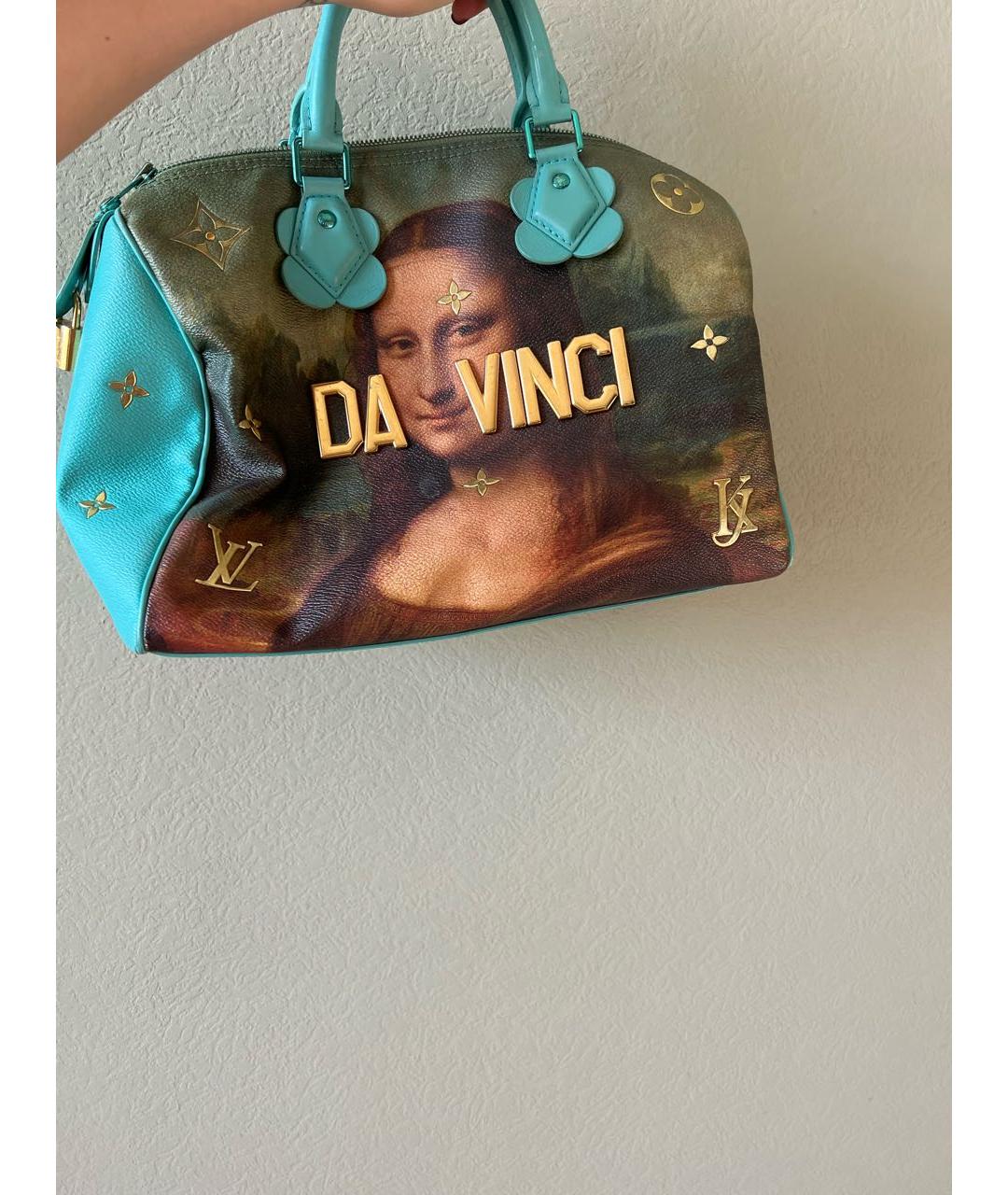 LOUIS VUITTON Бирюзовая кожаная сумка с короткими ручками, фото 4