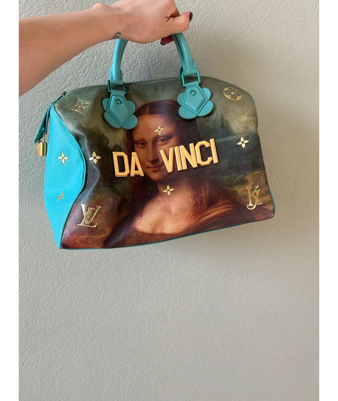 LOUIS VUITTON Бирюзовая кожаная сумка с короткими ручками, фото 2