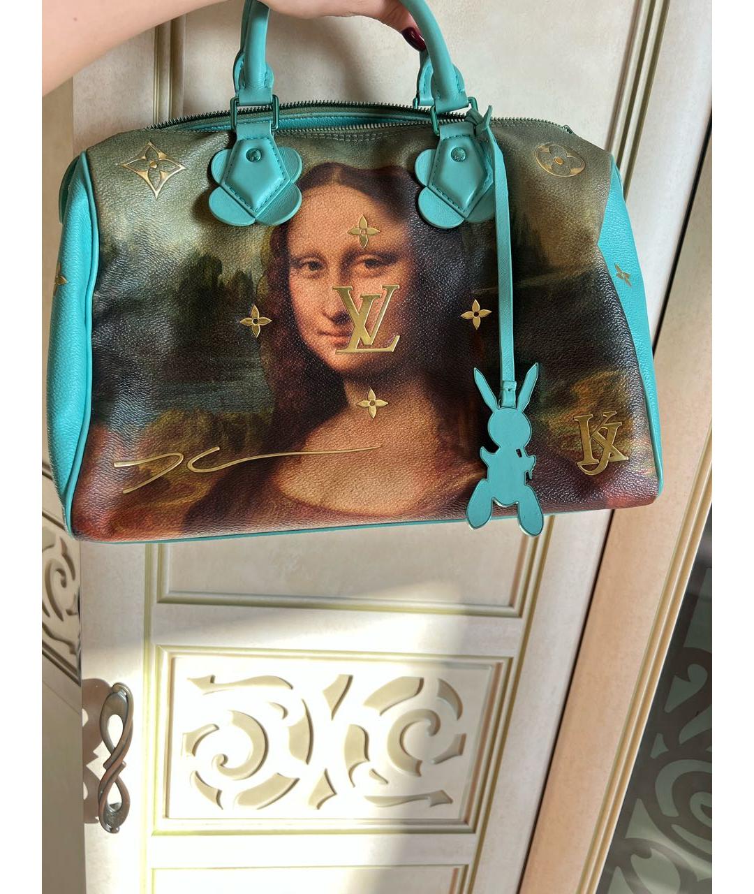 LOUIS VUITTON Бирюзовая кожаная сумка с короткими ручками, фото 3