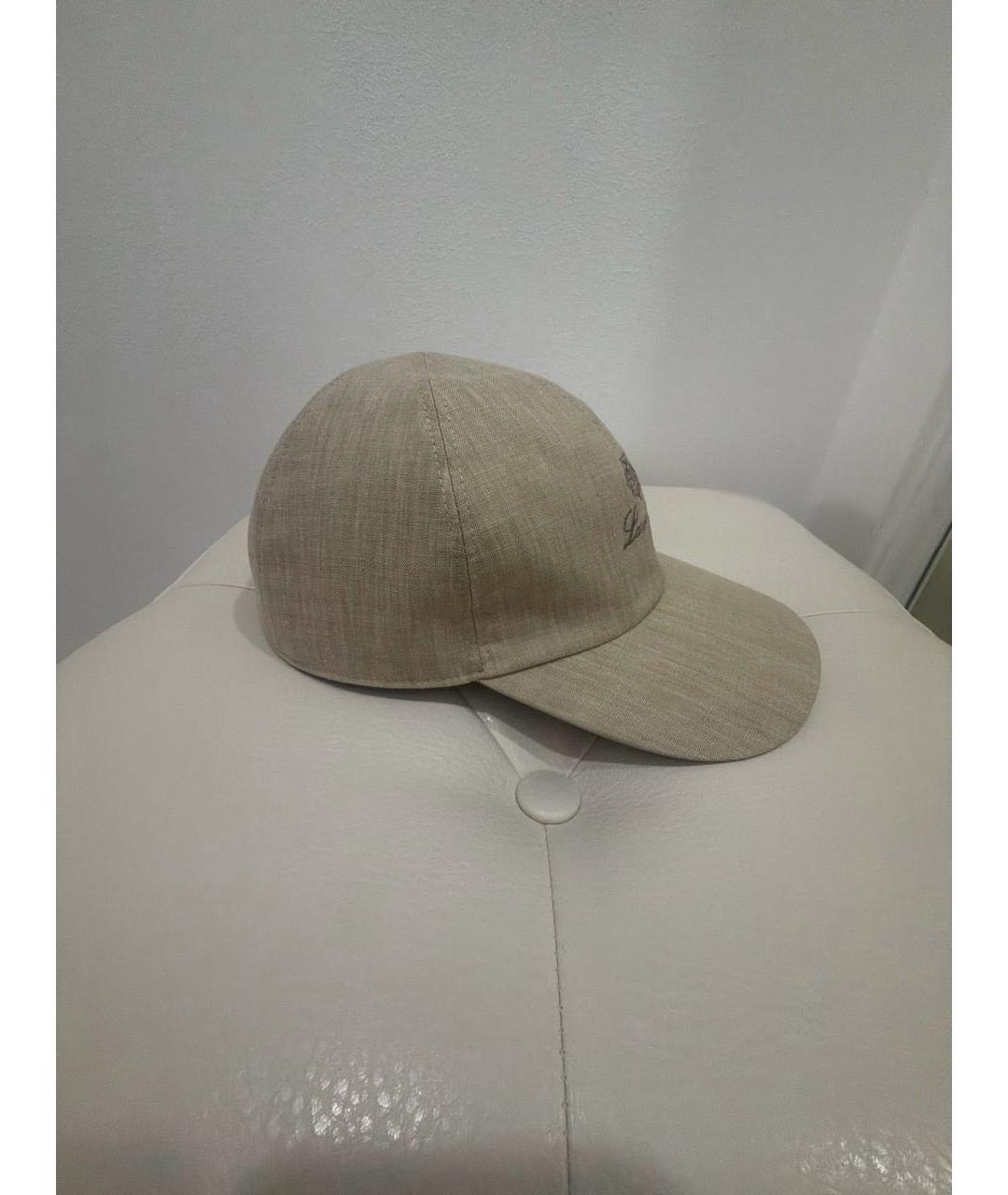 LORO PIANA Бежевая льняная кепка/бейсболка, фото 2
